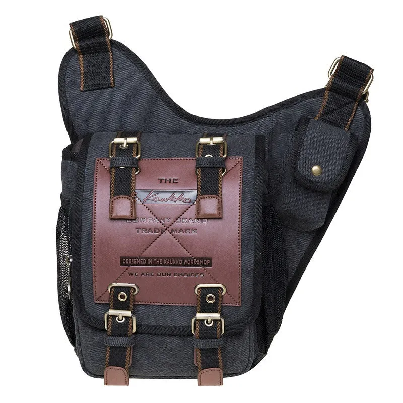 Canvas Retro Messenger Tactical Shoulder Bag Waist Outdoor Casual Leather Chest Bag