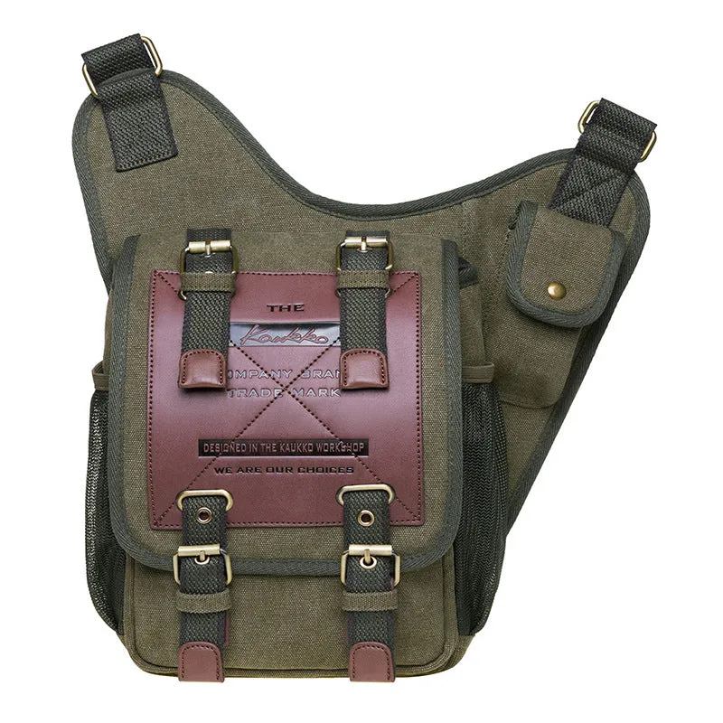 Canvas Retro Messenger Tactical Shoulder Bag Waist Outdoor Casual Leather Chest Bag