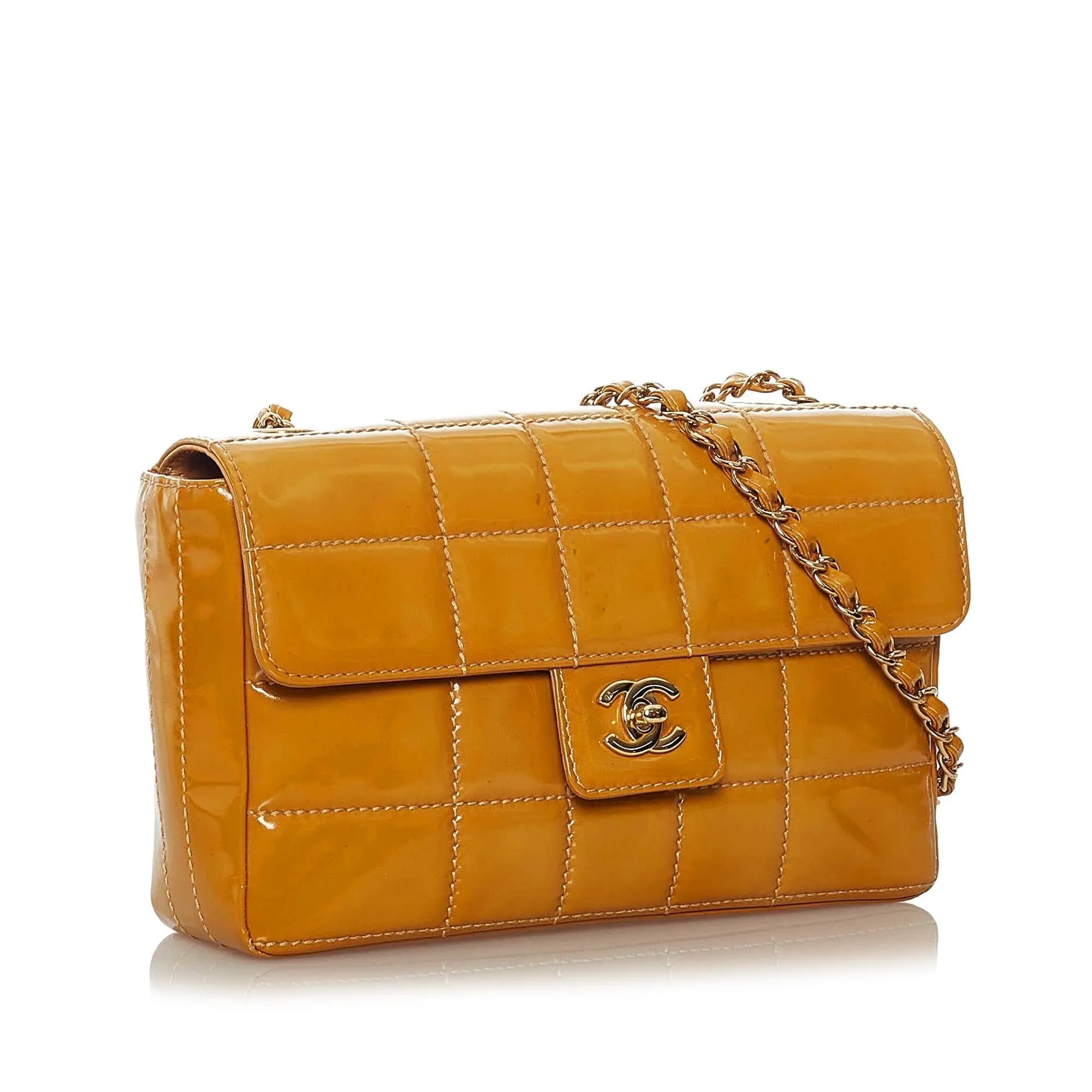Chanel Choco Bar Patent Leather Single Flap Bag (SHG-30772)