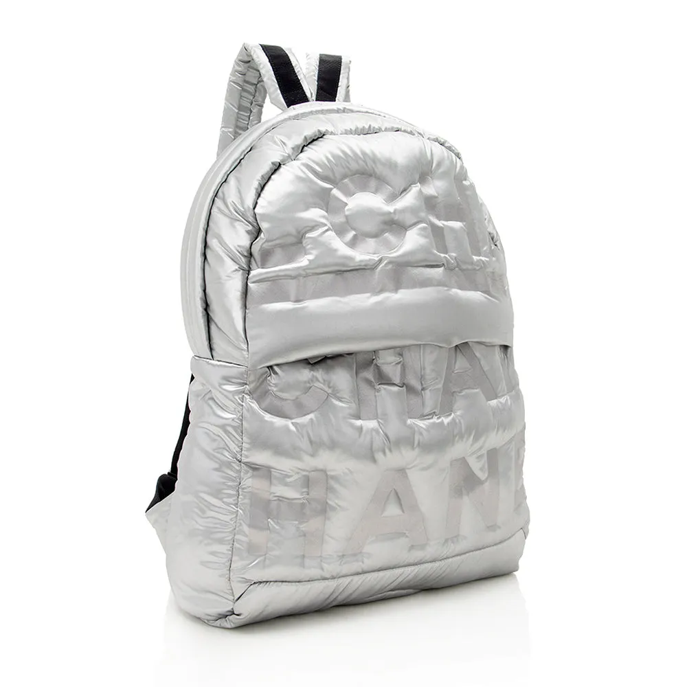 Chanel Embossed Nylon Logo Doudoune Large Backpack (SHF-17689)