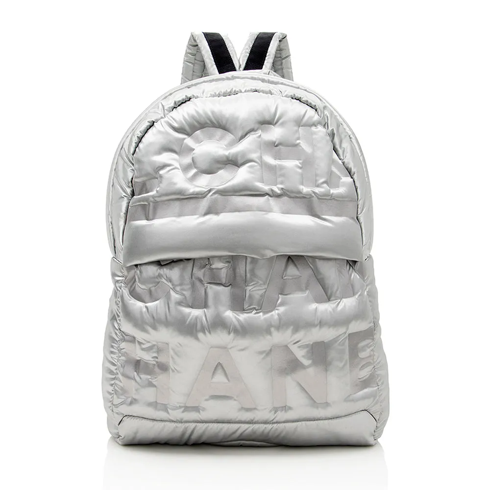Chanel Embossed Nylon Logo Doudoune Large Backpack (SHF-17689)