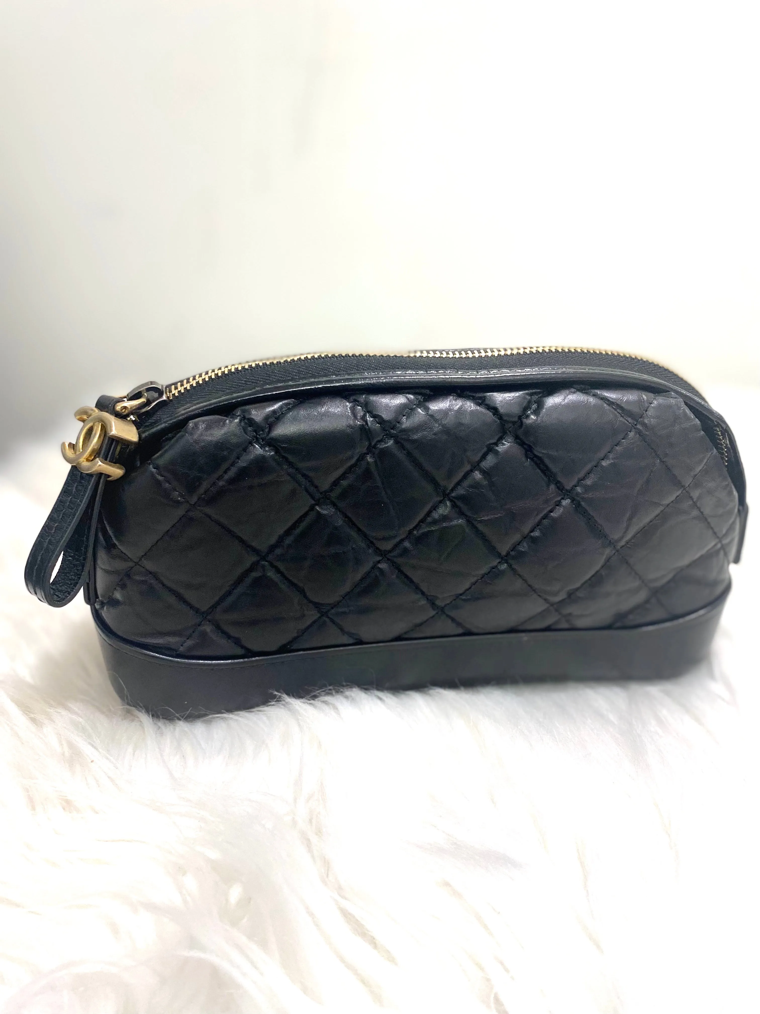 CHANEL GABRIELLE QUILTED AGED CALFSKIN COSMETIC CASE