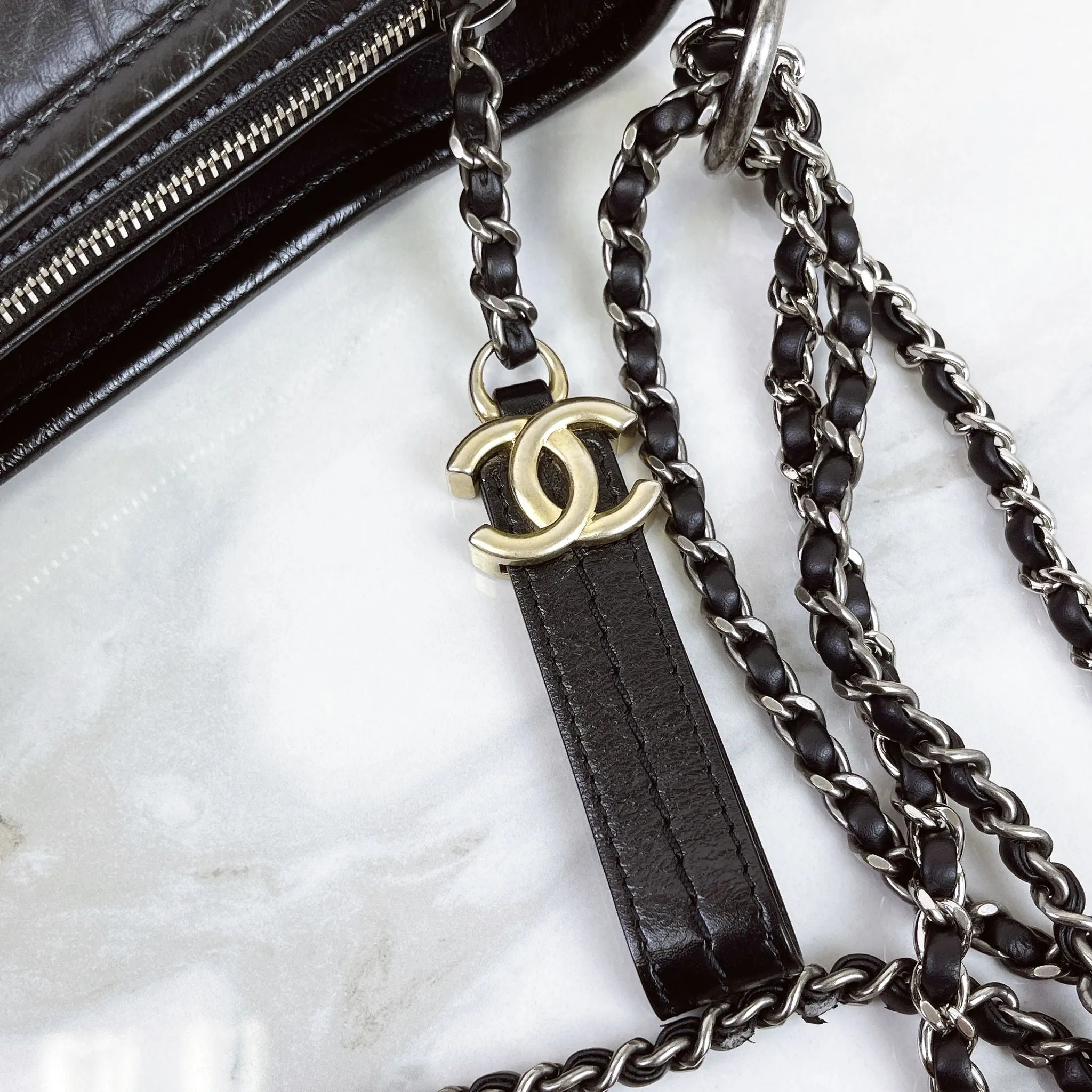 Chanel Gabrielle Small Black Calfskin Mixed Hardware