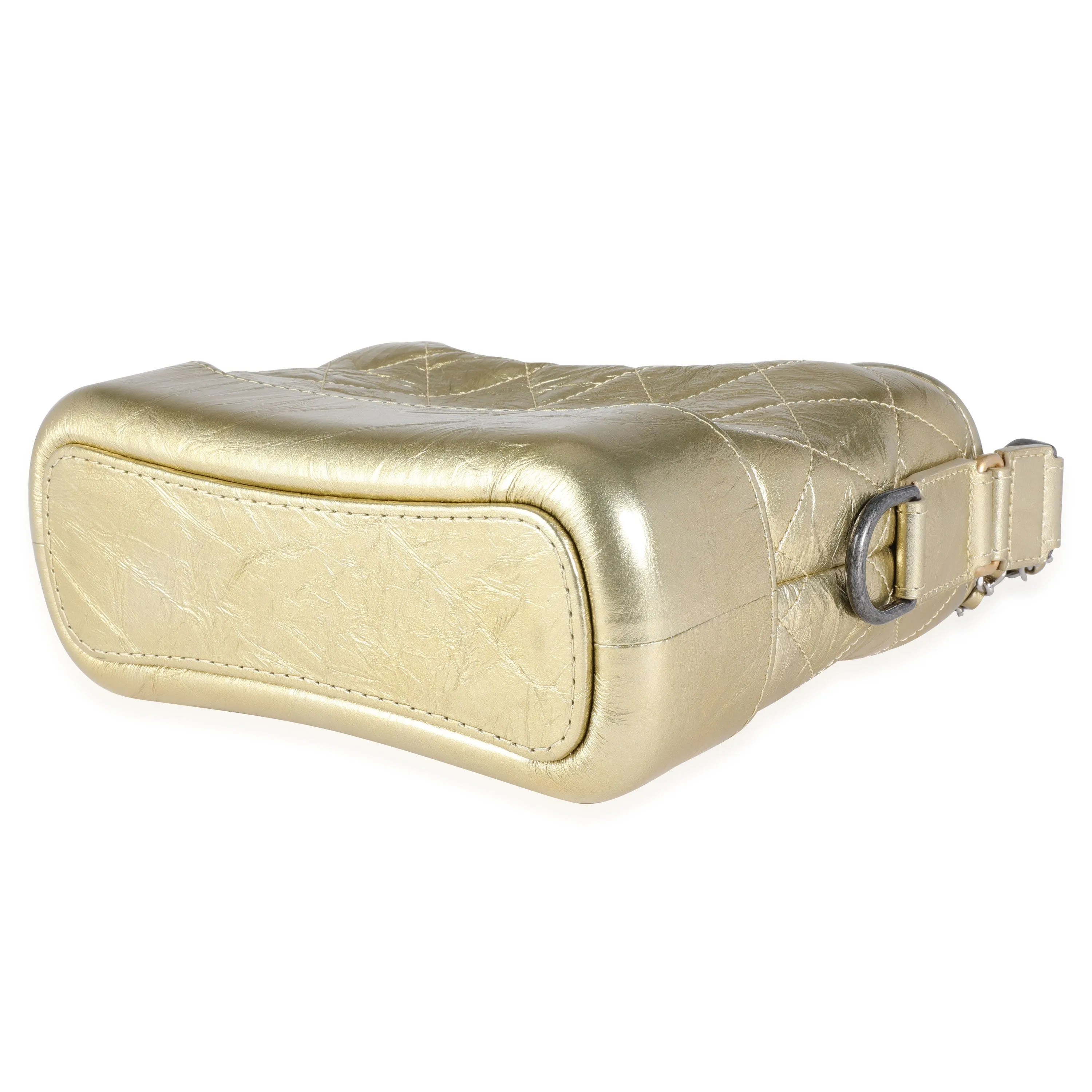 CHANEL Gold Quilted Calfskin Small Gabrielle Hobo