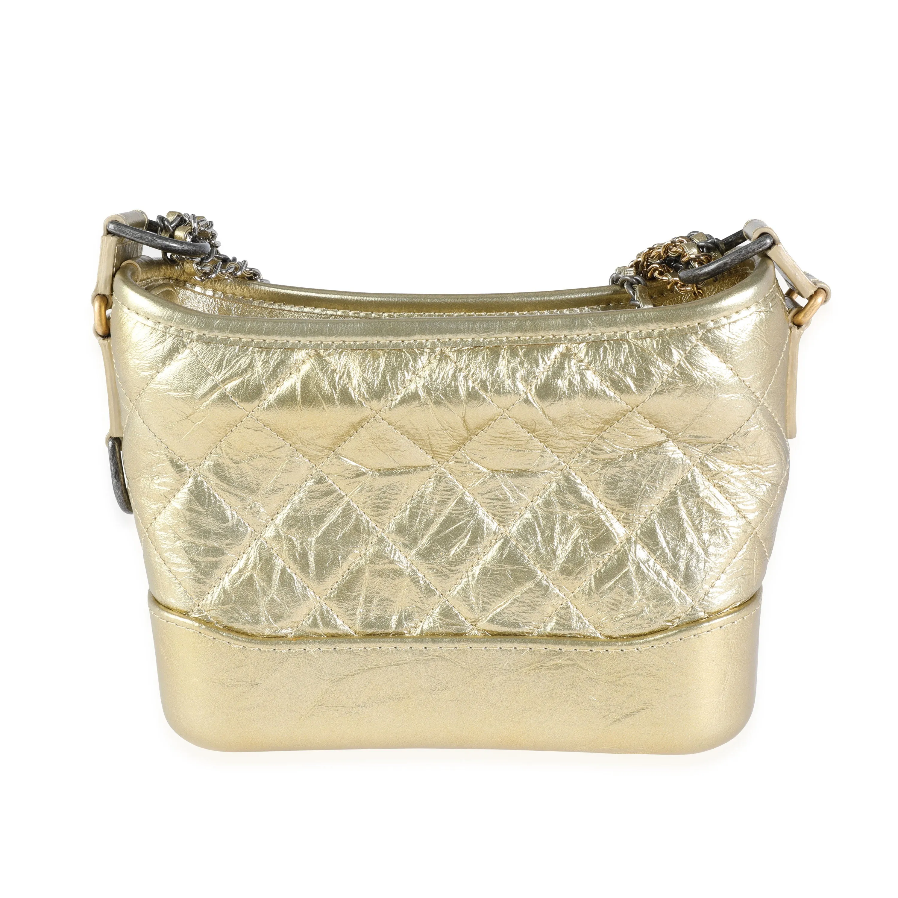 CHANEL Gold Quilted Calfskin Small Gabrielle Hobo