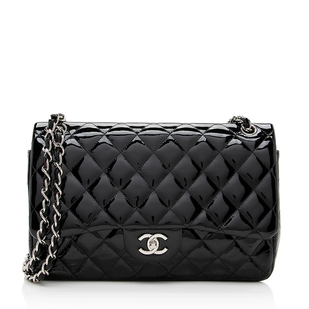 Chanel Patent Leather Classic Jumbo Double Flap Shoulder Bag (SHF-19063)