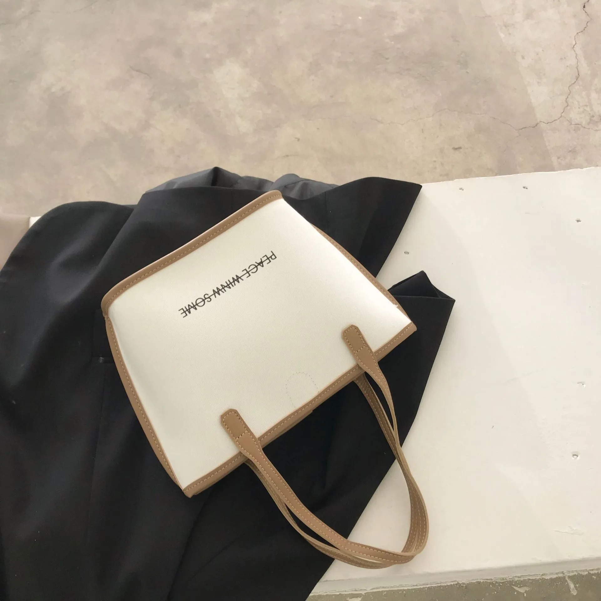 Christmas Gift Leisure Canvas Bag Women's Bag 2021 New Fashion Net Red Letter Tote Bag Versatile Ins One Shoulder Large Capacity Bag