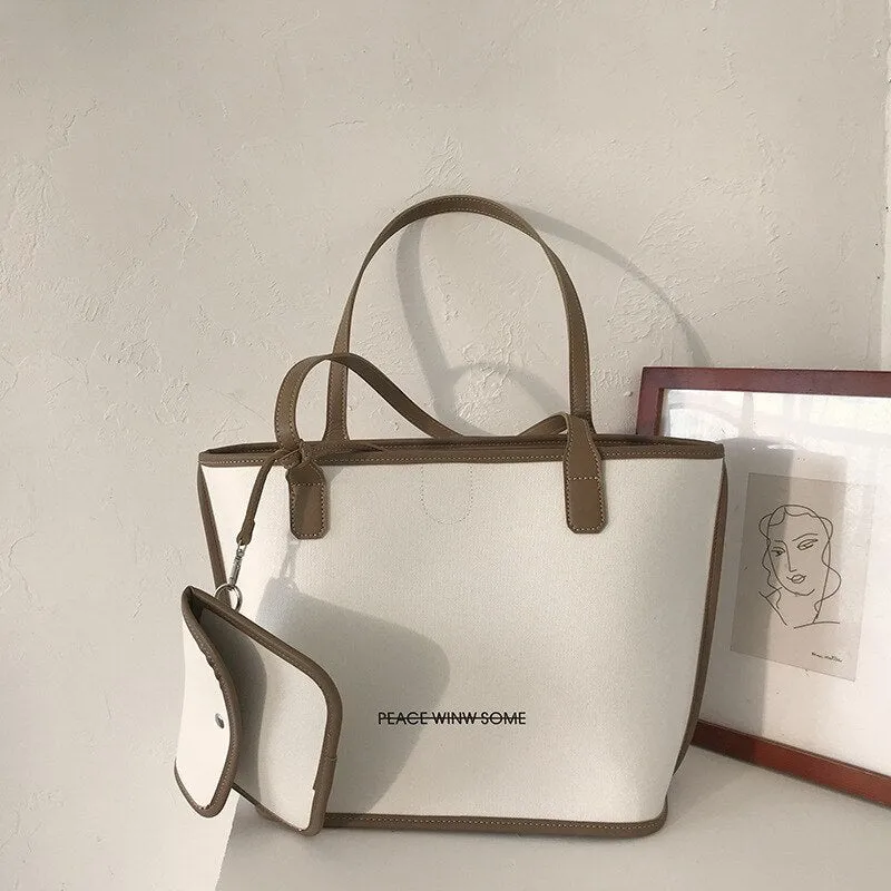 Christmas Gift Leisure Canvas Bag Women's Bag 2021 New Fashion Net Red Letter Tote Bag Versatile Ins One Shoulder Large Capacity Bag