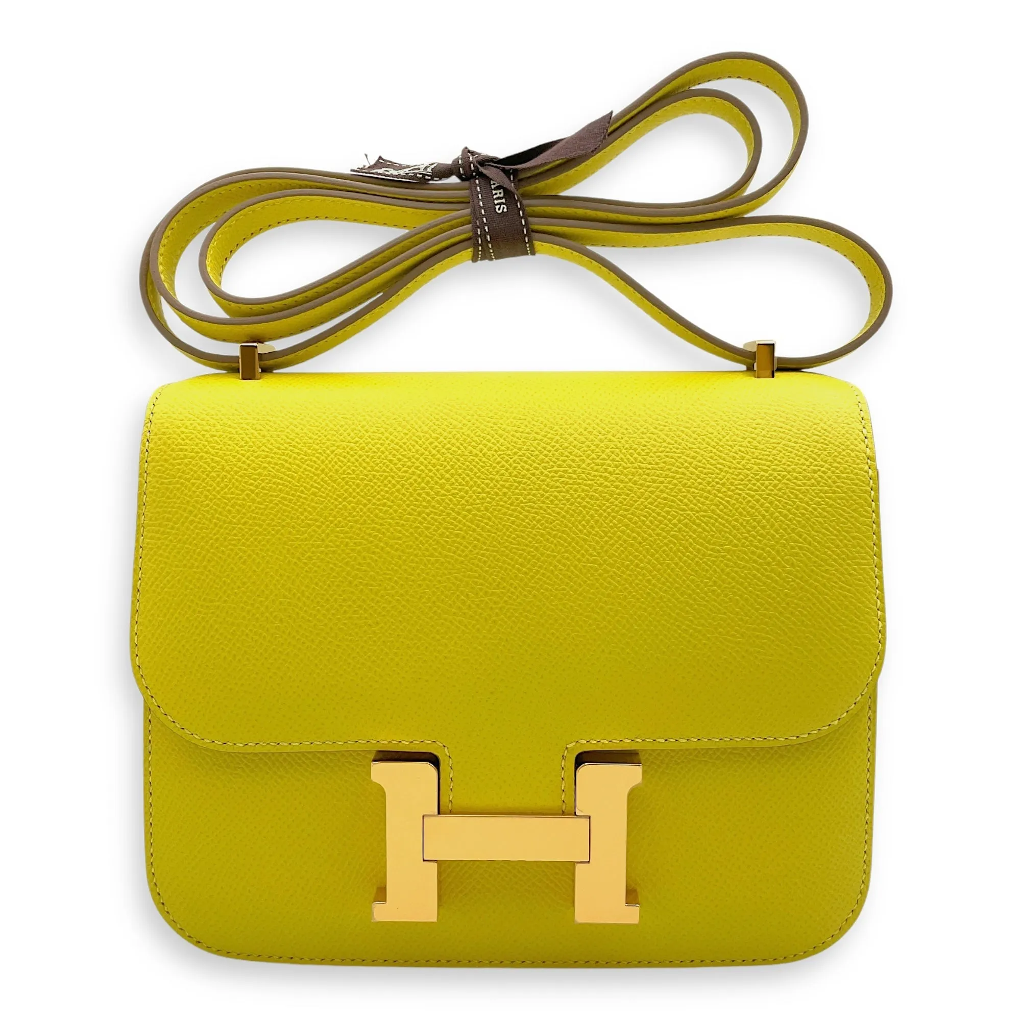 Constance 18 Lime in Epsom, Gold hardware