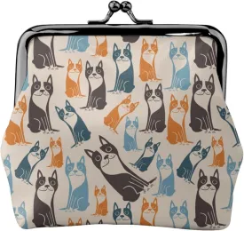 Cute Boston Terrier Dog Vintage Coin Purse, Kiss-lock Change Purse Wallets, Small PU Leather Coin Purse for Women
