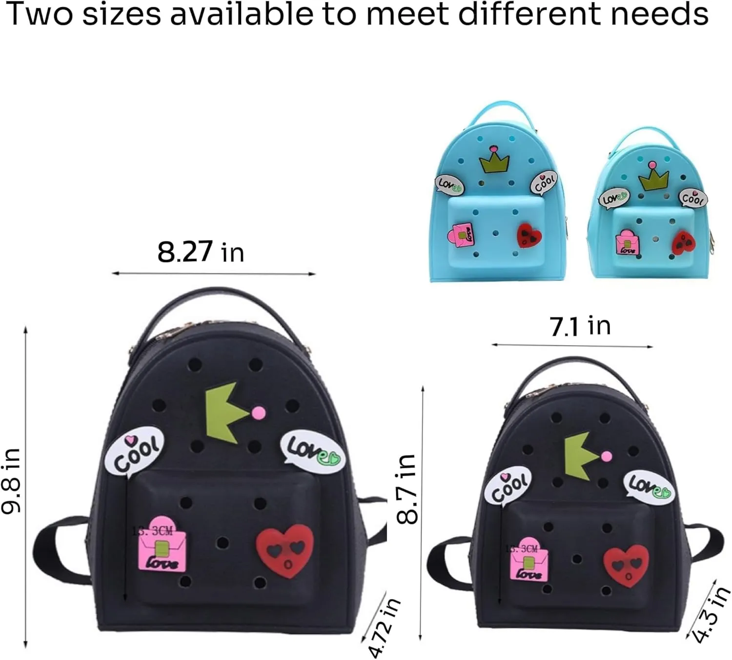 Cute Silicone Jelly Mini Backpack (2 Sizes) for Women Boys & Girls, Water-Resistant Lightweight Bag for Pool, Beach, Gym, Customizable Charms, Easy Clean (Fuchsia, Large)