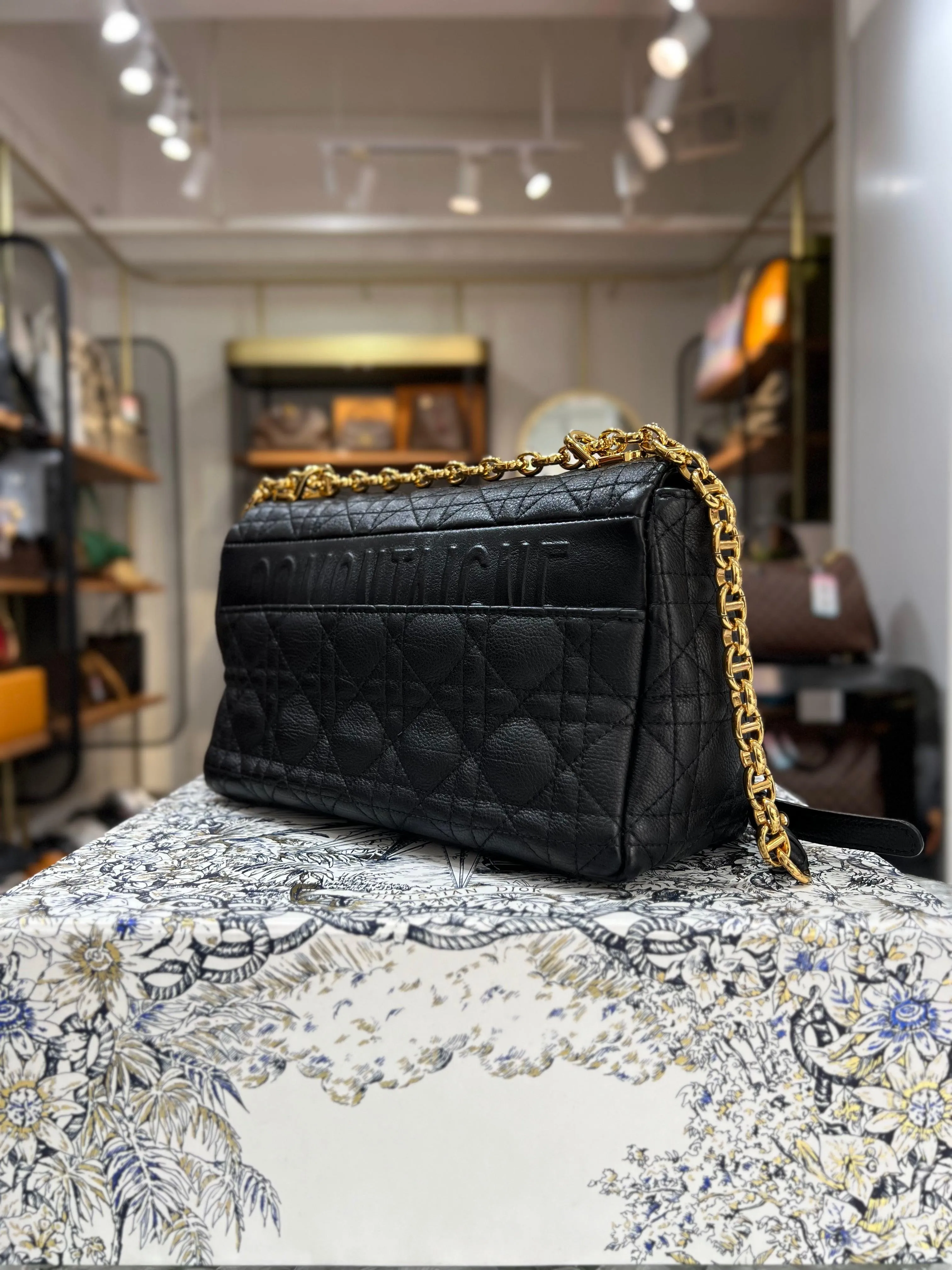 DIOR Black Caro Medium Crossbody Bag For Lady - Full Set