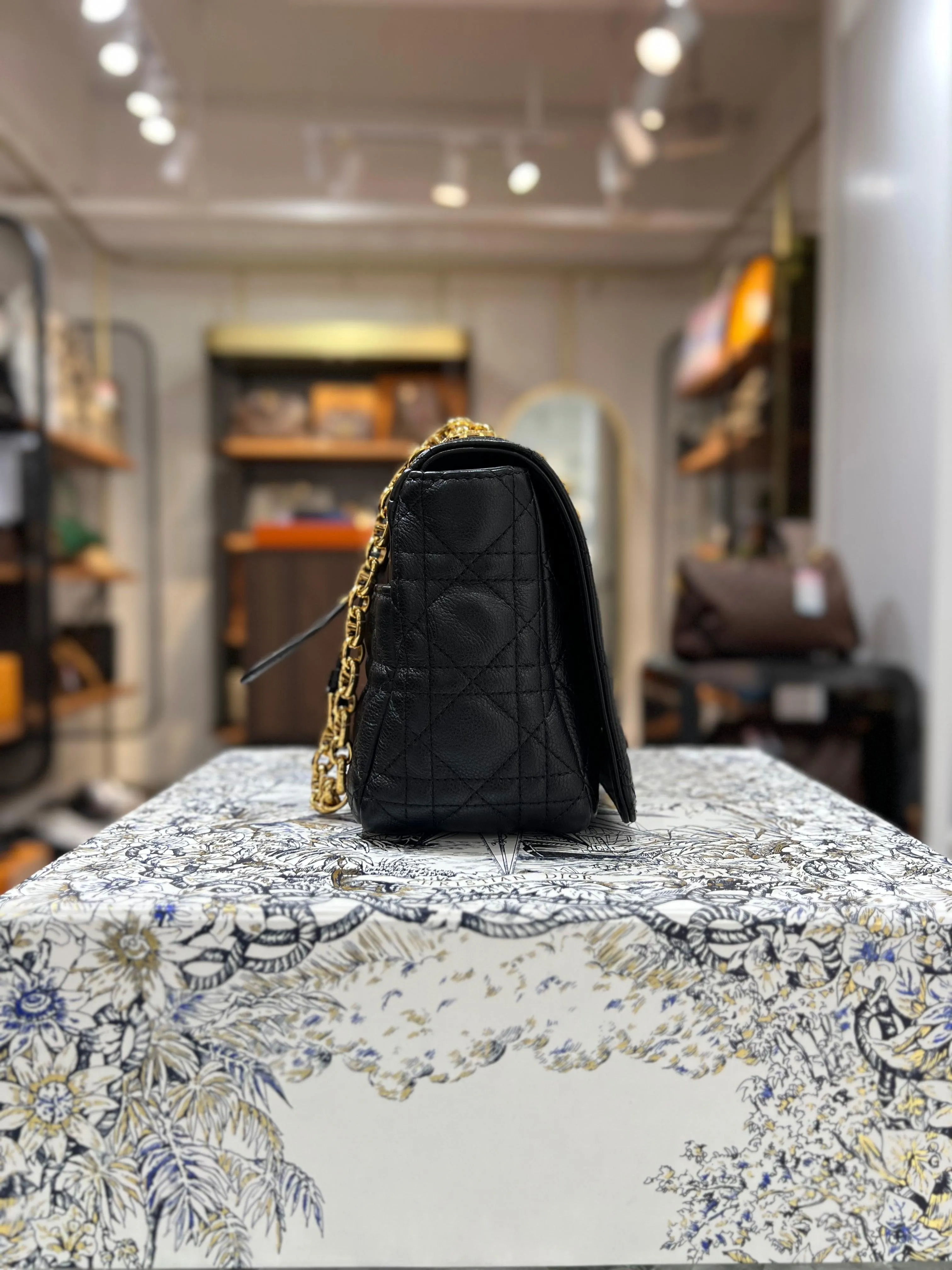 DIOR Black Caro Medium Crossbody Bag For Lady - Full Set