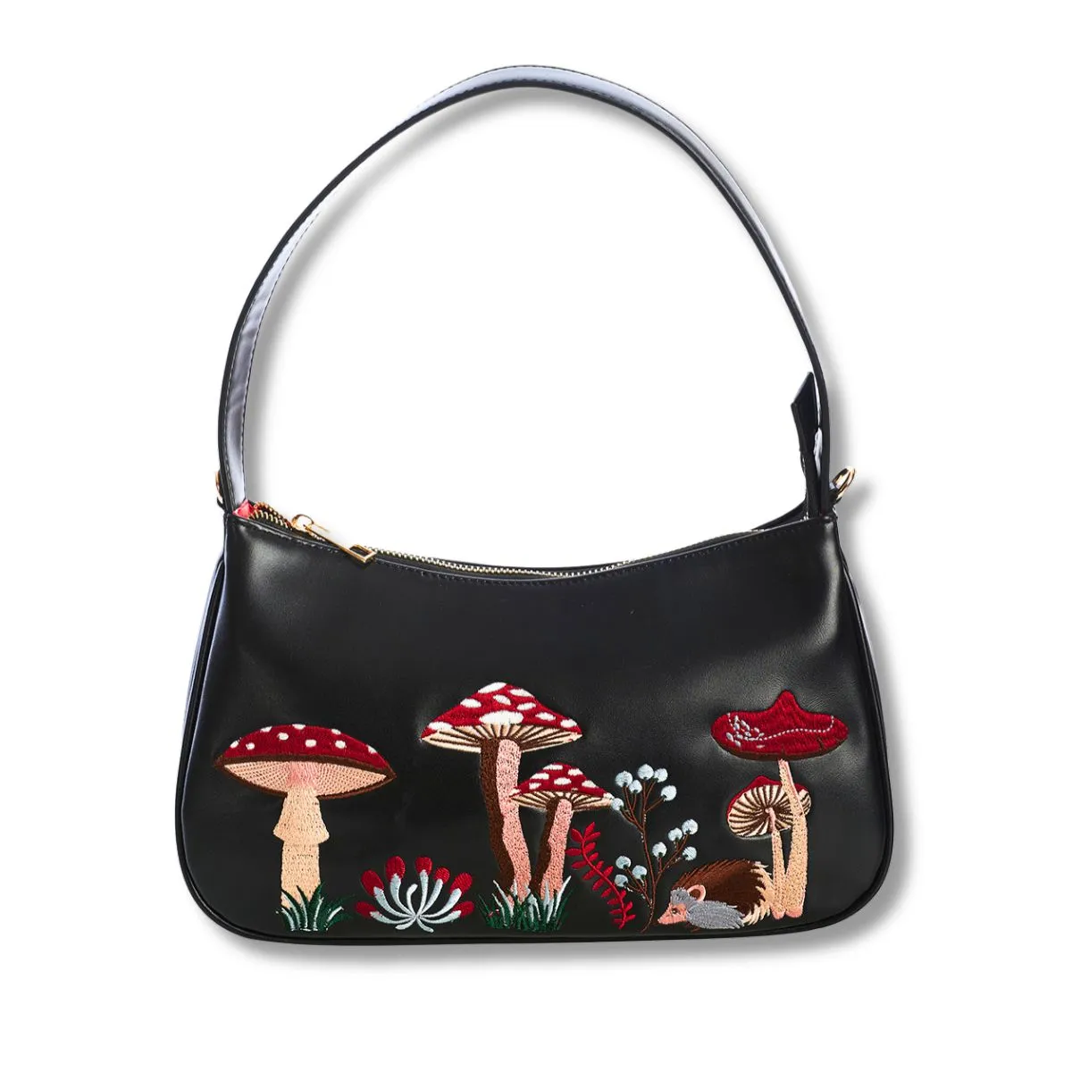 Embroidered Mushroom Field Shoulder Bag
