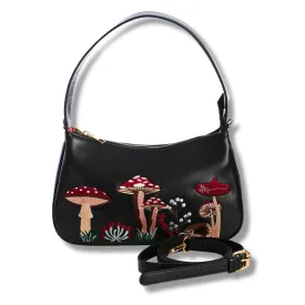 Embroidered Mushroom Field Shoulder Bag