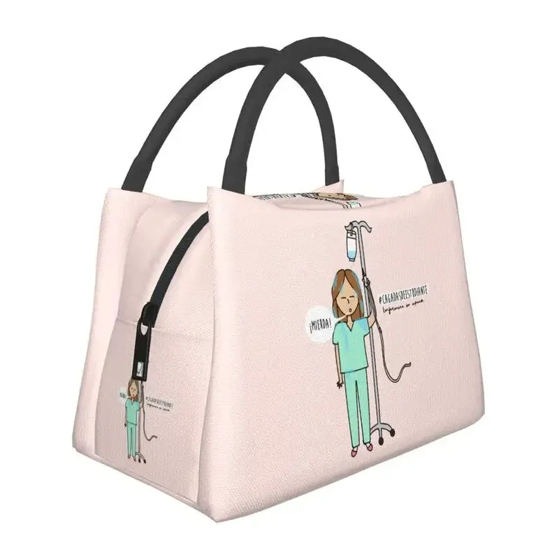 Enfermera En Apuros Doctor Nurse Medical Health Insulated Lunch Bag for School Office Leakproof Cooler Thermal Lunch Box Women