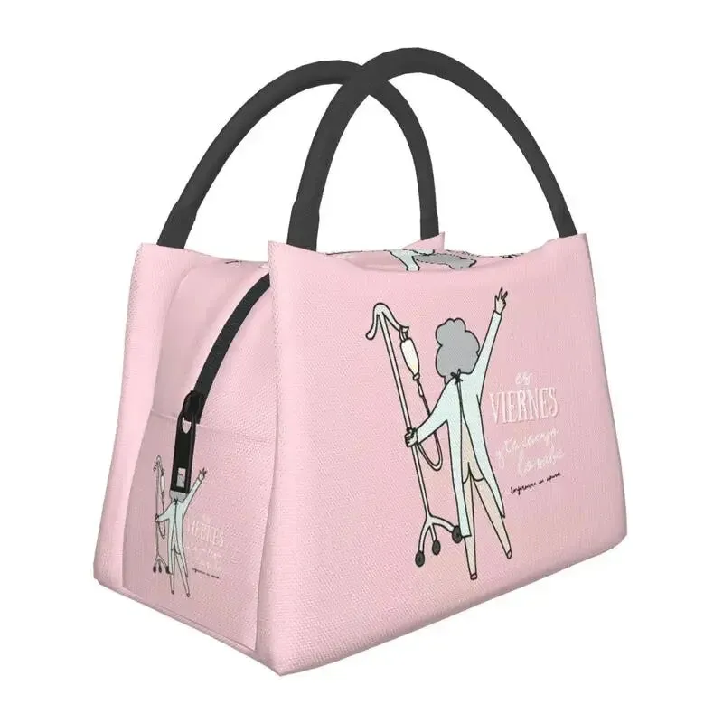 Enfermera En Apuros Doctor Nurse Medical Health Insulated Lunch Bag for School Office Leakproof Cooler Thermal Lunch Box Women