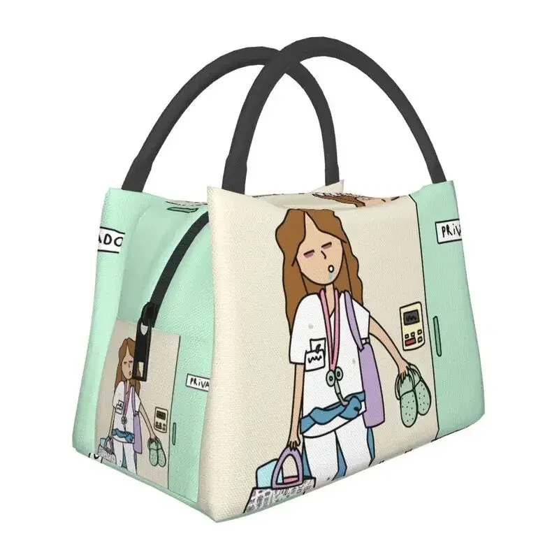 Enfermera En Apuros Doctor Nurse Medical Health Insulated Lunch Bag for School Office Leakproof Cooler Thermal Lunch Box Women