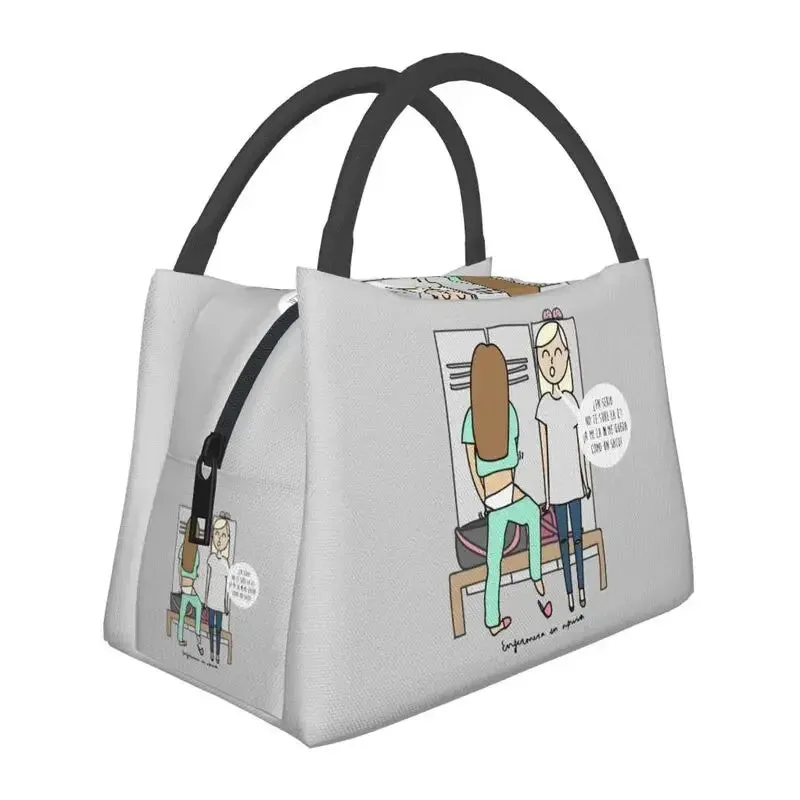 Enfermera En Apuros Doctor Nurse Medical Health Insulated Lunch Bag for School Office Leakproof Cooler Thermal Lunch Box Women