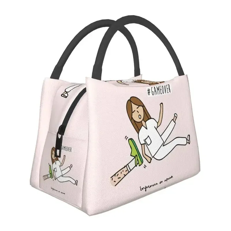 Enfermera En Apuros Doctor Nurse Medical Health Insulated Lunch Bag for School Office Leakproof Cooler Thermal Lunch Box Women
