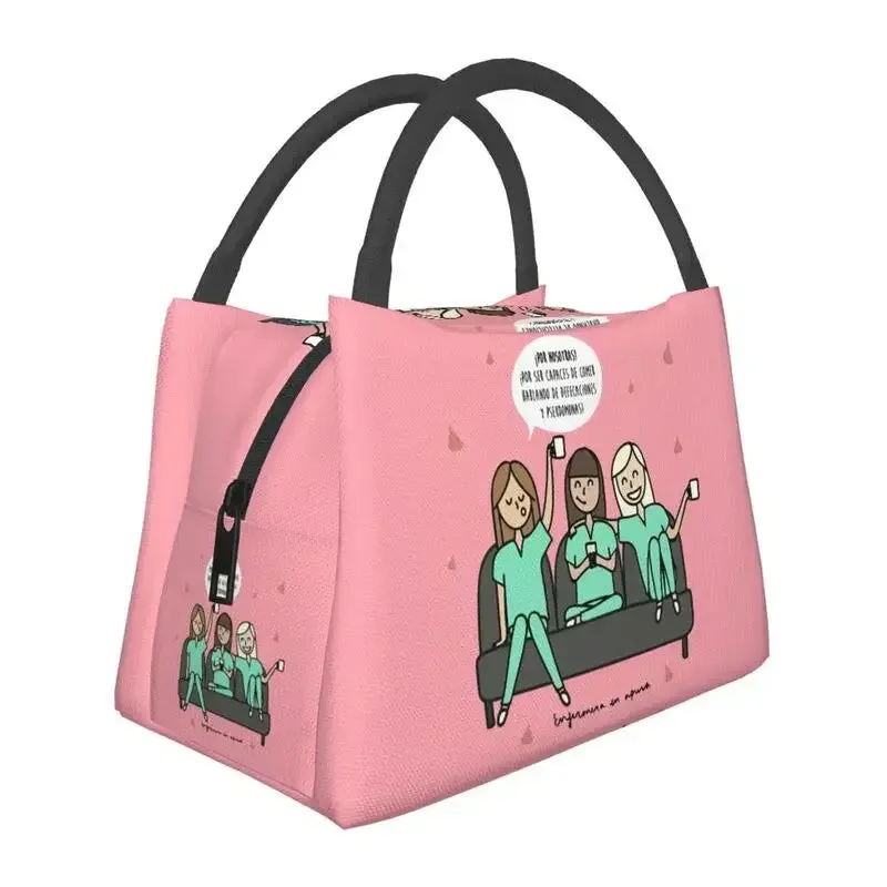 Enfermera En Apuros Doctor Nurse Medical Health Insulated Lunch Bag for School Office Leakproof Cooler Thermal Lunch Box Women