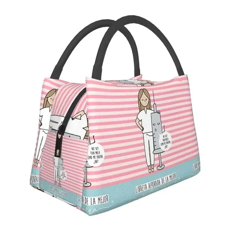 Enfermera En Apuros Doctor Nurse Medical Health Insulated Lunch Bag for School Office Leakproof Cooler Thermal Lunch Box Women