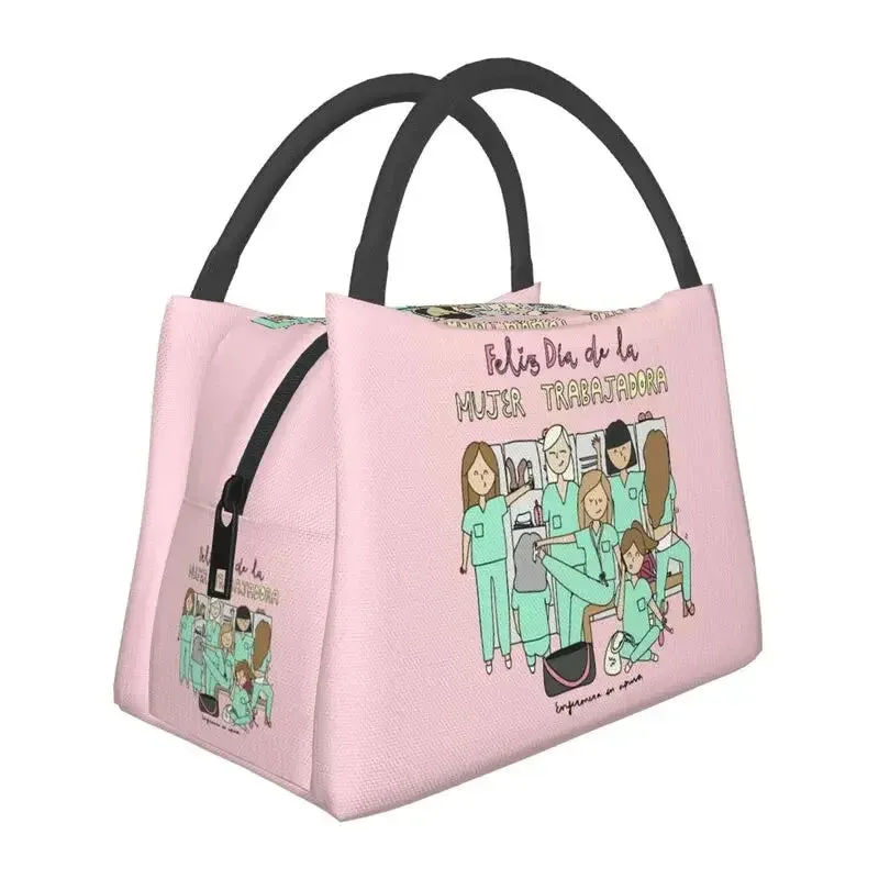 Enfermera En Apuros Doctor Nurse Medical Health Insulated Lunch Bag for School Office Leakproof Cooler Thermal Lunch Box Women