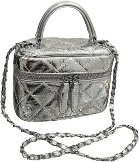 Floerns Women's Square Mini Bucket Quilted Crossbody Hobo Bag Satchel Purse with Chain Strap