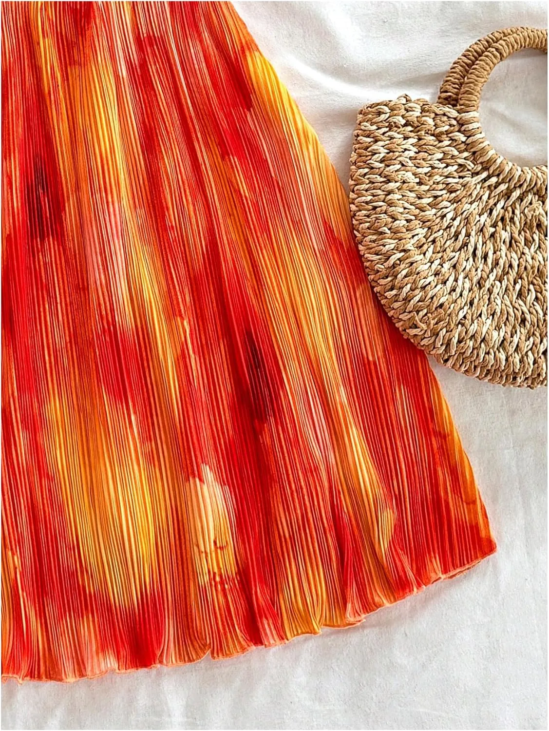 Floerns Women's Tie Dye A Line Flowy Halter Mini Dress Sleeveless Ruched Flare Hem Sundresses