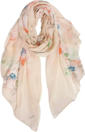 GERINLY Lightweight Scarves Fashion Flowers Print Women Cotton Wrap Scarf Head Shawl Summer Gift