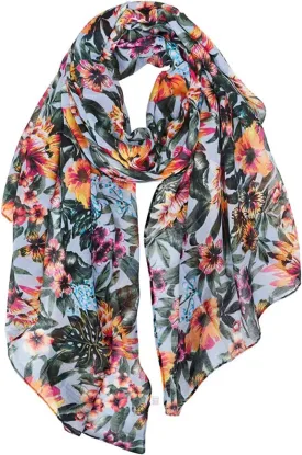 GERINLY Lightweight Scarves Fashion Flowers Print Women Cotton Wrap Scarf Head Shawl Summer Gift
