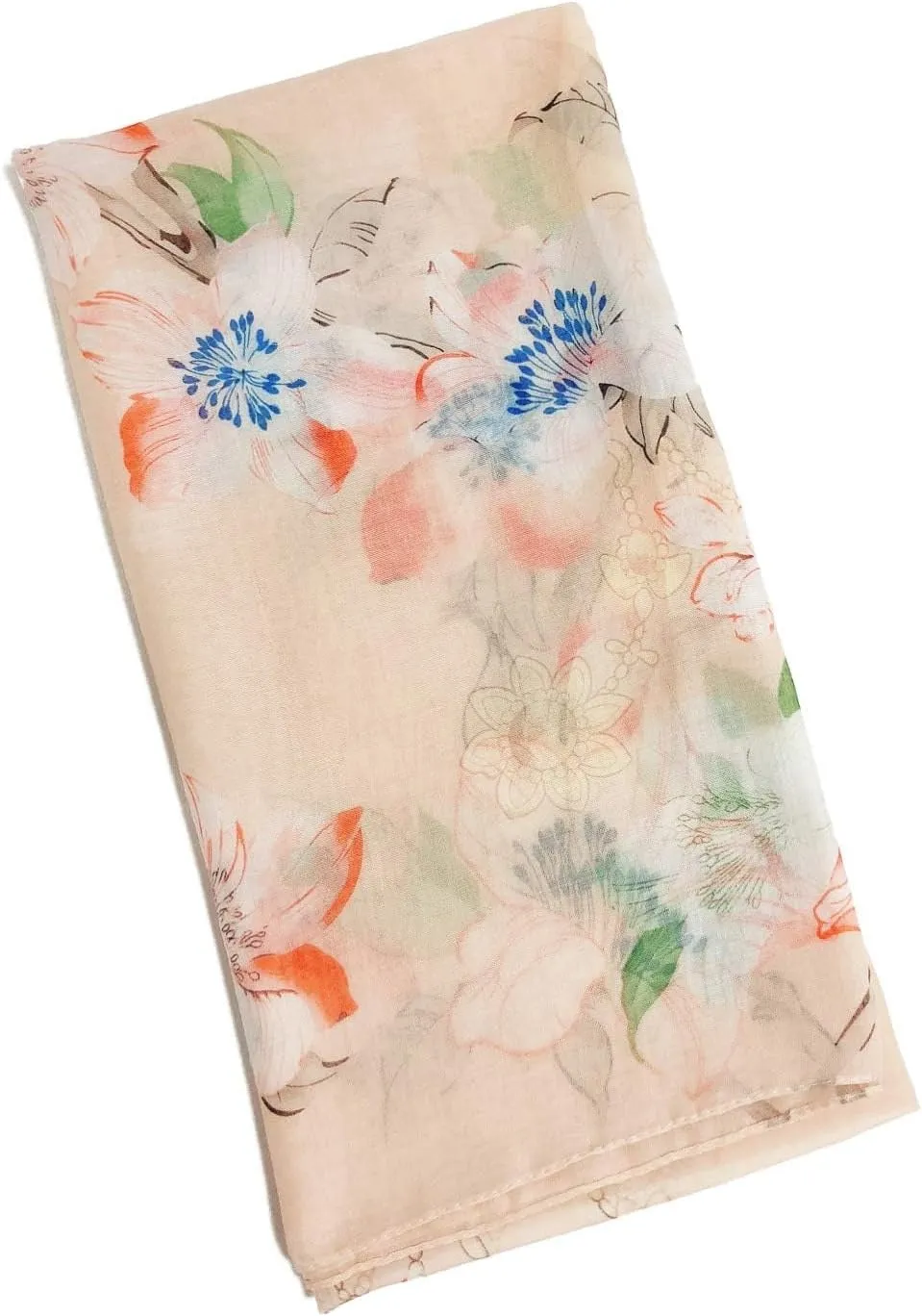 GERINLY Lightweight Scarves Fashion Flowers Print Women Cotton Wrap Scarf Head Shawl Summer Gift