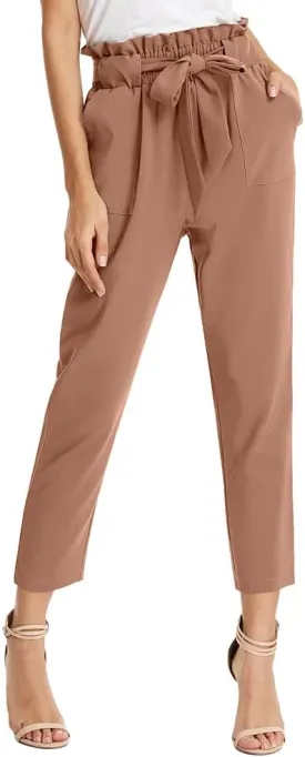 GRACE KARIN Women's Paper Bag Waist Pants Slim Fit Casual Office Pencil Pants