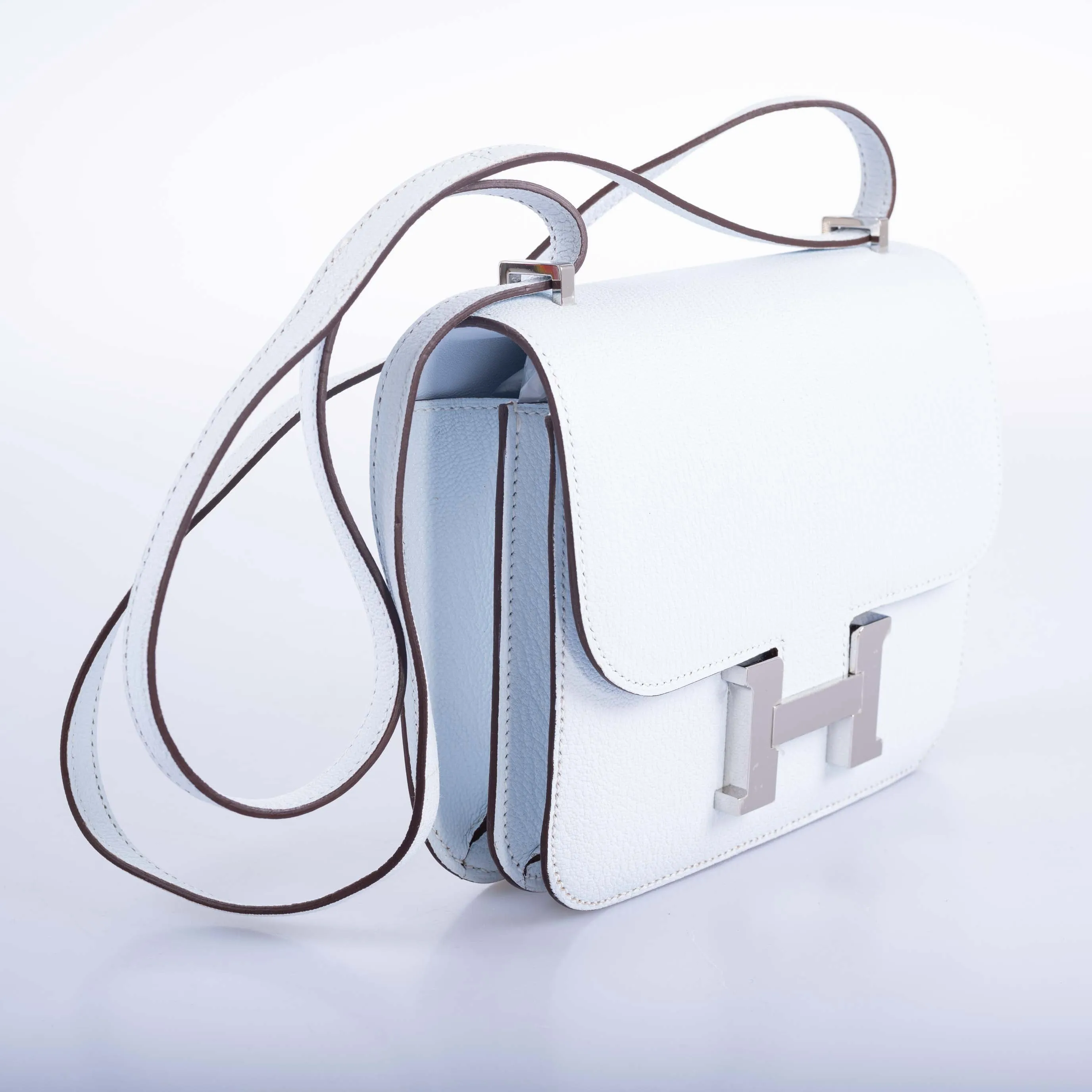 Hermès Constance 18 Blue Brume Chèvre Palladium Hardware