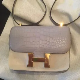 Hermès Constance 18 Gris Perle Alligator Mississippi Matte Gold Hardware GHW