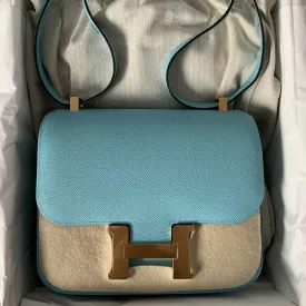 Hermès Constance 24 Bleu Atoll Epsom Gold Hardware GHW