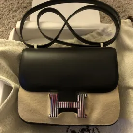 Hermès Constance Limited Edition 18 Noir (Black) Optique Veau Monsieur Enamel Hardware ENA