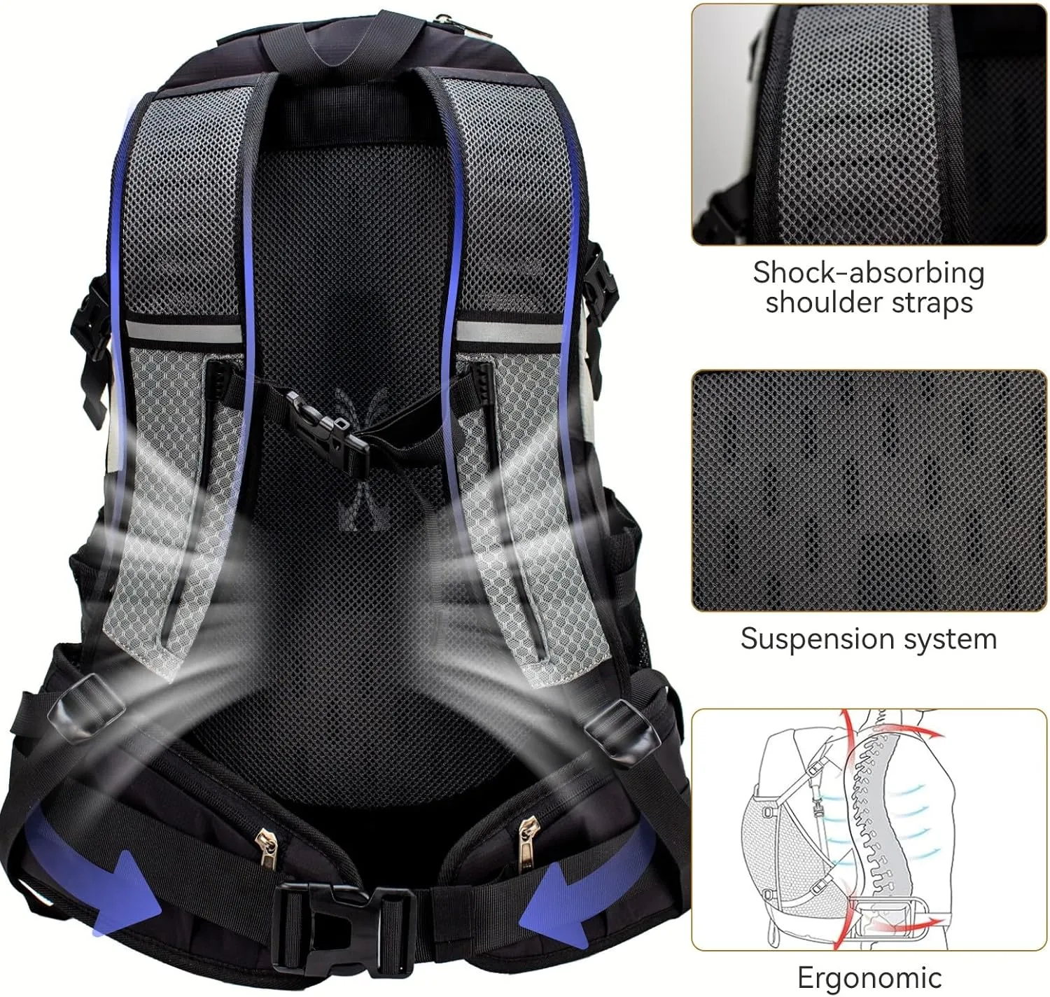 Hiking Backpack 40L, Waterproof Hiking Backpack with Rain Cover, Large Camping Bag Outdoor Sport Travel Daypack