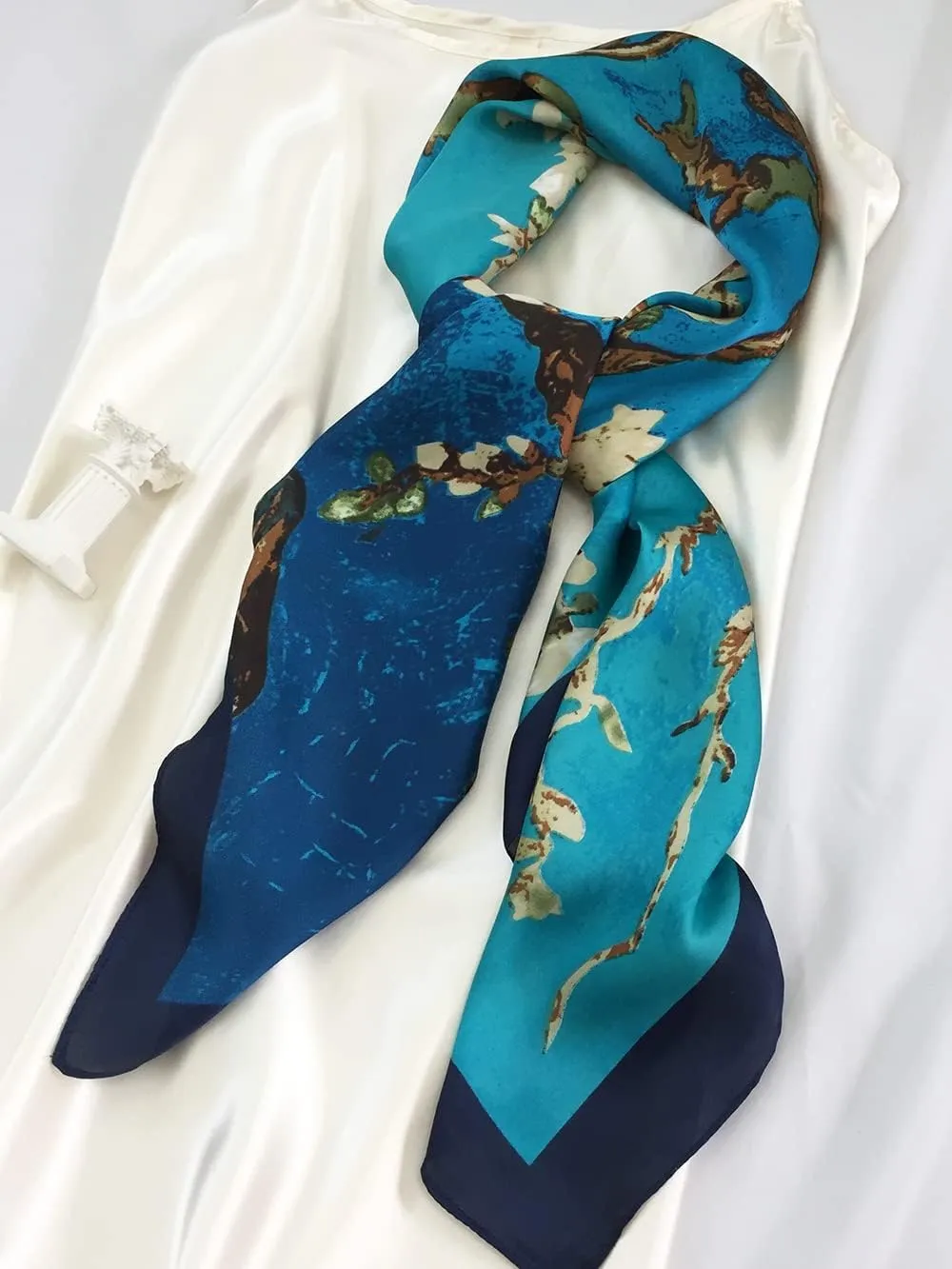 Julunar Silk Like Head Scarf for Women - Satin Large Hair Scarves - 35" Square Silk Hair Wrap for Sleeping with Gift Packed
