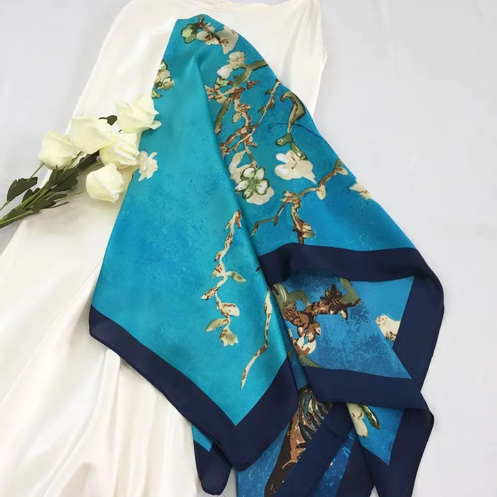 Julunar Silk Like Head Scarf for Women - Satin Large Hair Scarves - 35" Square Silk Hair Wrap for Sleeping with Gift Packed