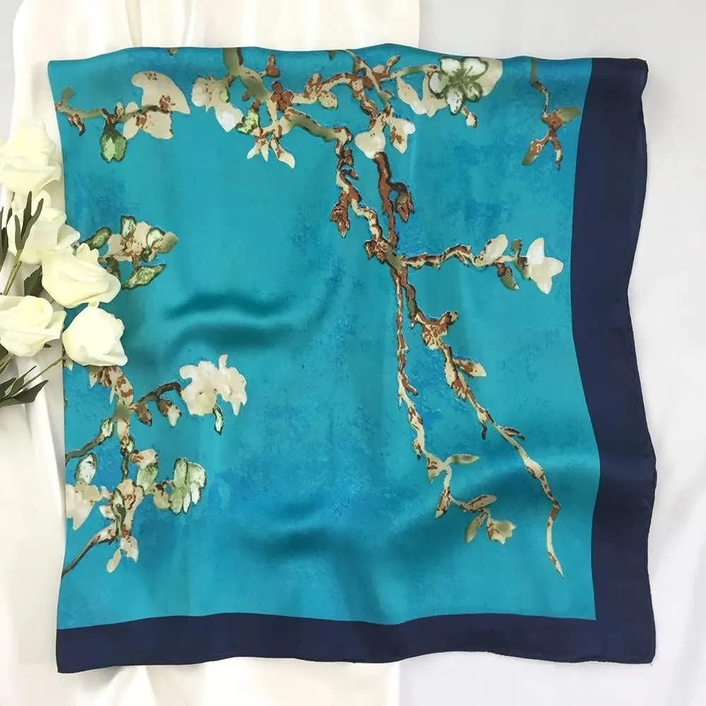 Julunar Silk Like Head Scarf for Women - Satin Large Hair Scarves - 35" Square Silk Hair Wrap for Sleeping with Gift Packed