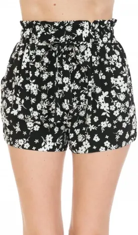 Khanomak Women's Leopard Print Paper Bag Rayon Loose Elastic Waist Shorts Pants