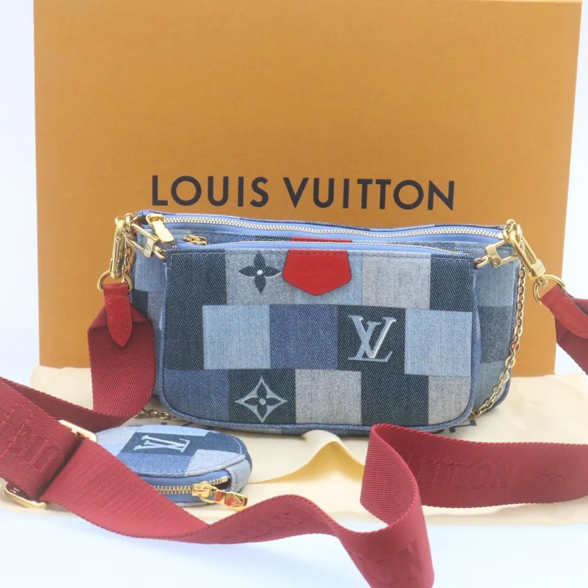 LOUIS VUITTON Denim Multi Pochette Accessoires Shoulder Bag M44990 Auth ar6462A