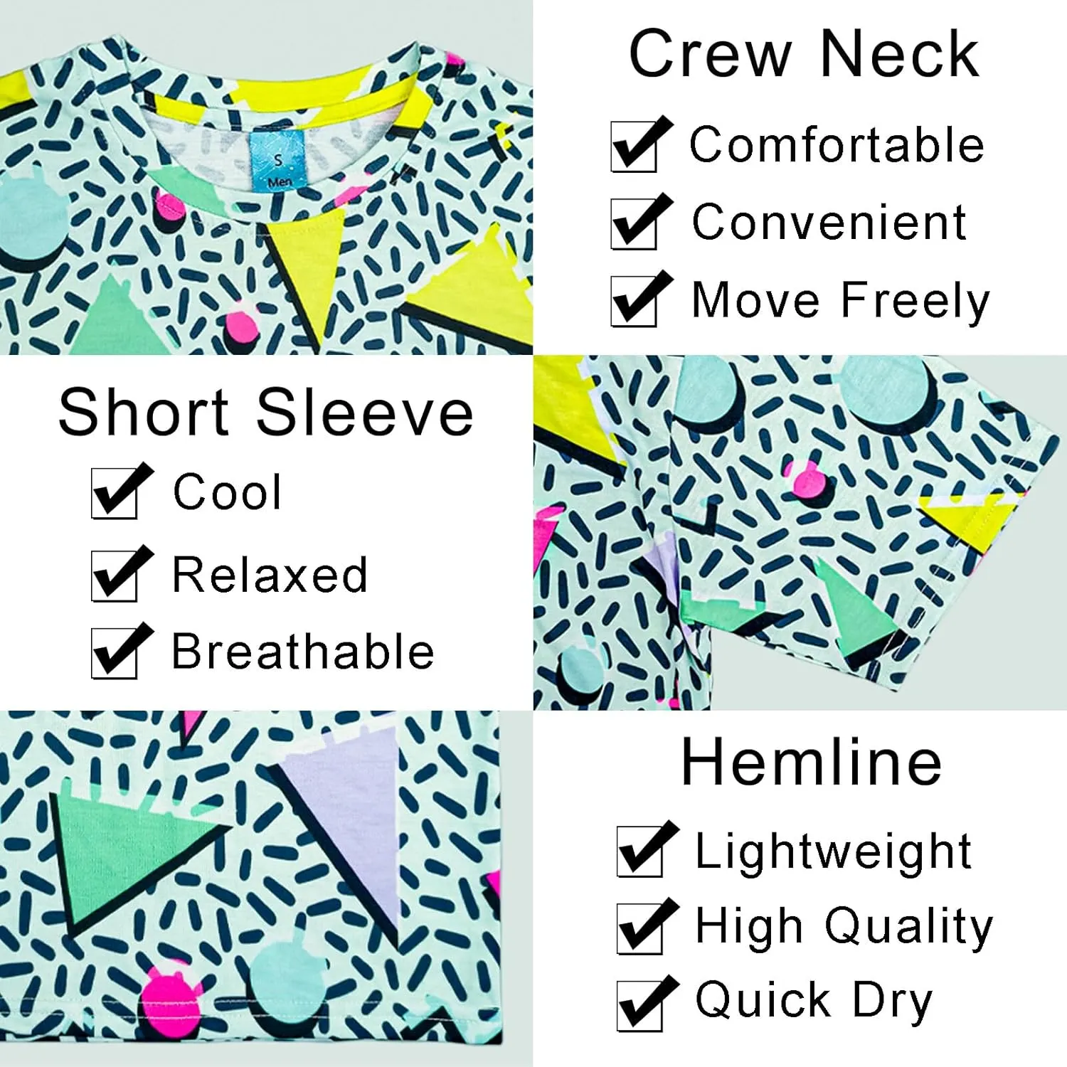 M YESCUSTOM 80s 90s T-Shirts for Men Retro Vintage Hip Hop Disco Party Tee Shirt Neon Big and Tall Summer Beach Outfits