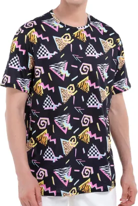 M YESCUSTOM 80s 90s T-Shirts for Men Retro Vintage Hip Hop Disco Party Tee Shirt Neon Big and Tall Summer Beach Outfits