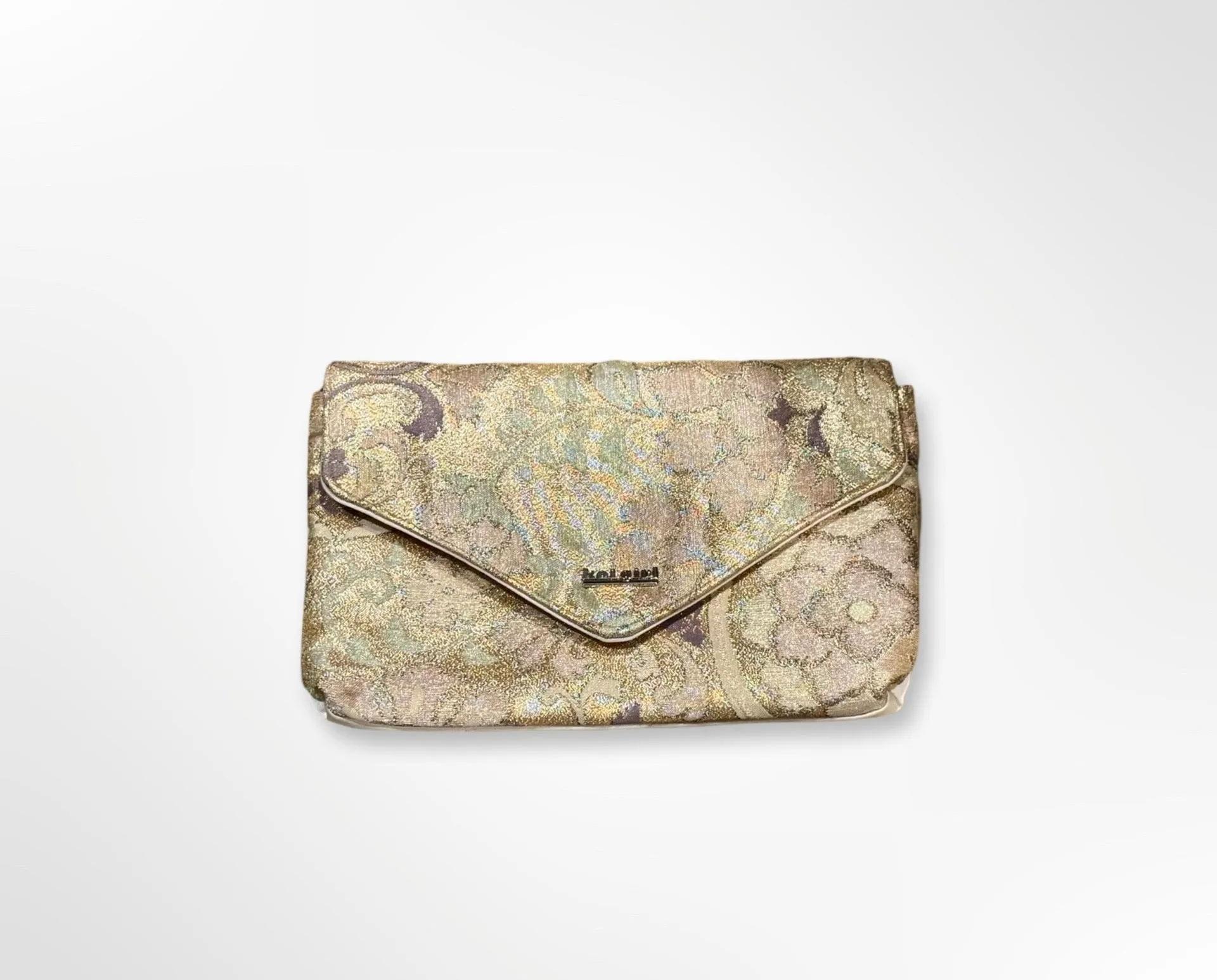 Metallic Gold and Pastel Floral Clutch