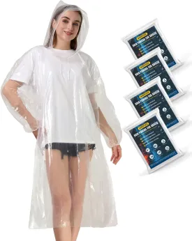 Rain Ponchos for Family Adults - Disposable Adult Rain Poncho with Drawstring Hood