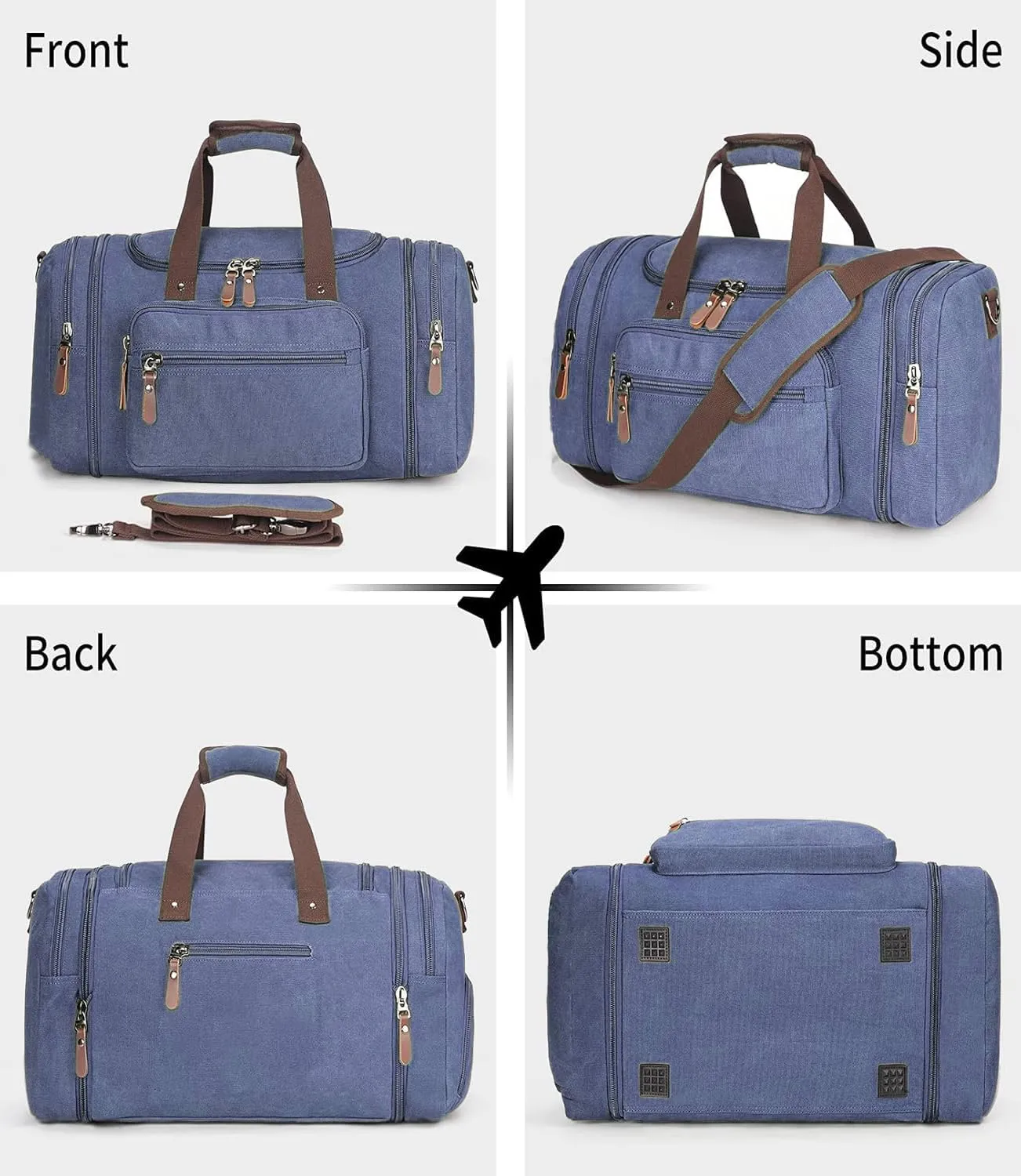 Sechunk Duffle Bag Canvas Large Outdoor Shoulder Bag Overnight Handbag Travel Tote Luggage Weekender Bag