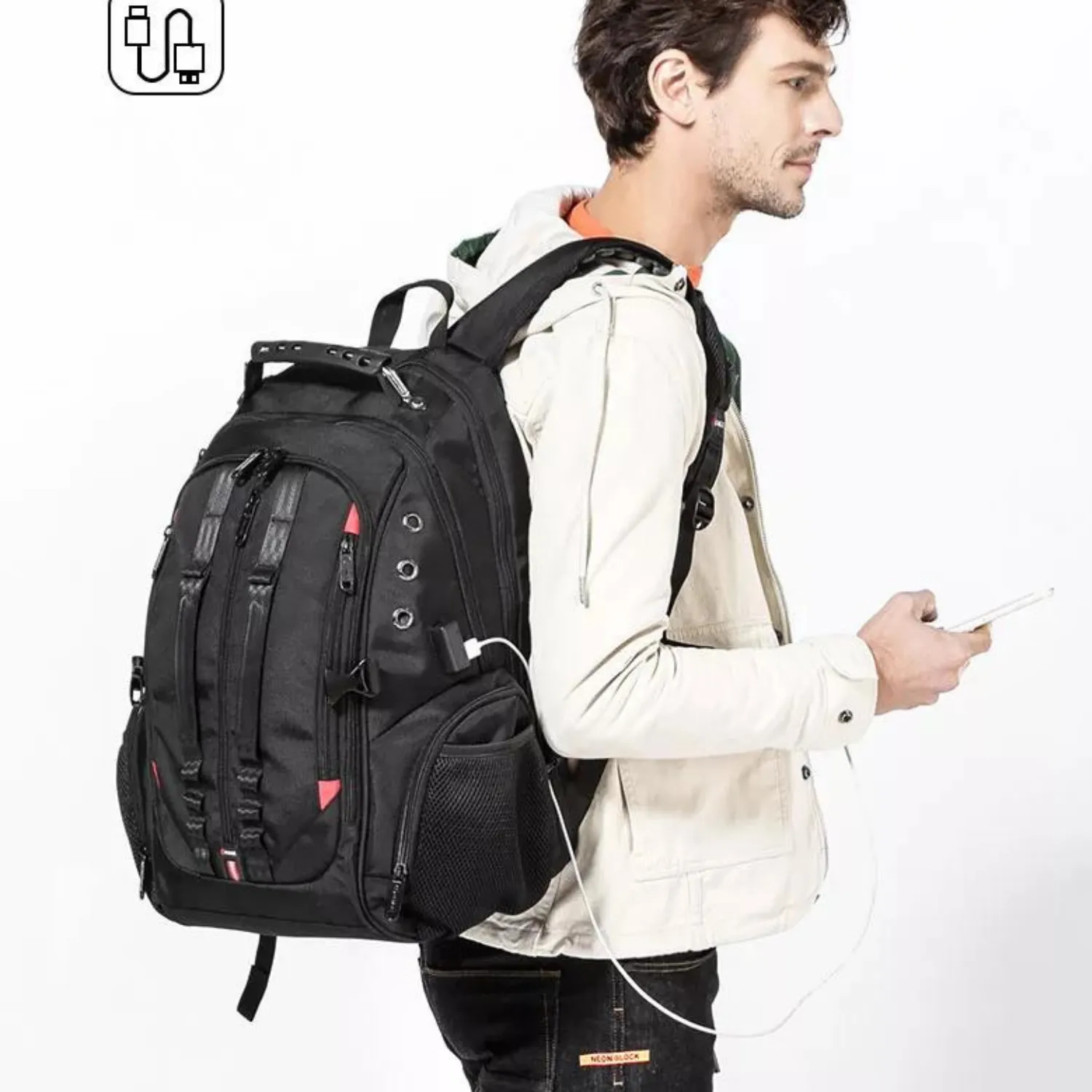 USB Charging Robust 45L Anti-Theft Travel Backpack
