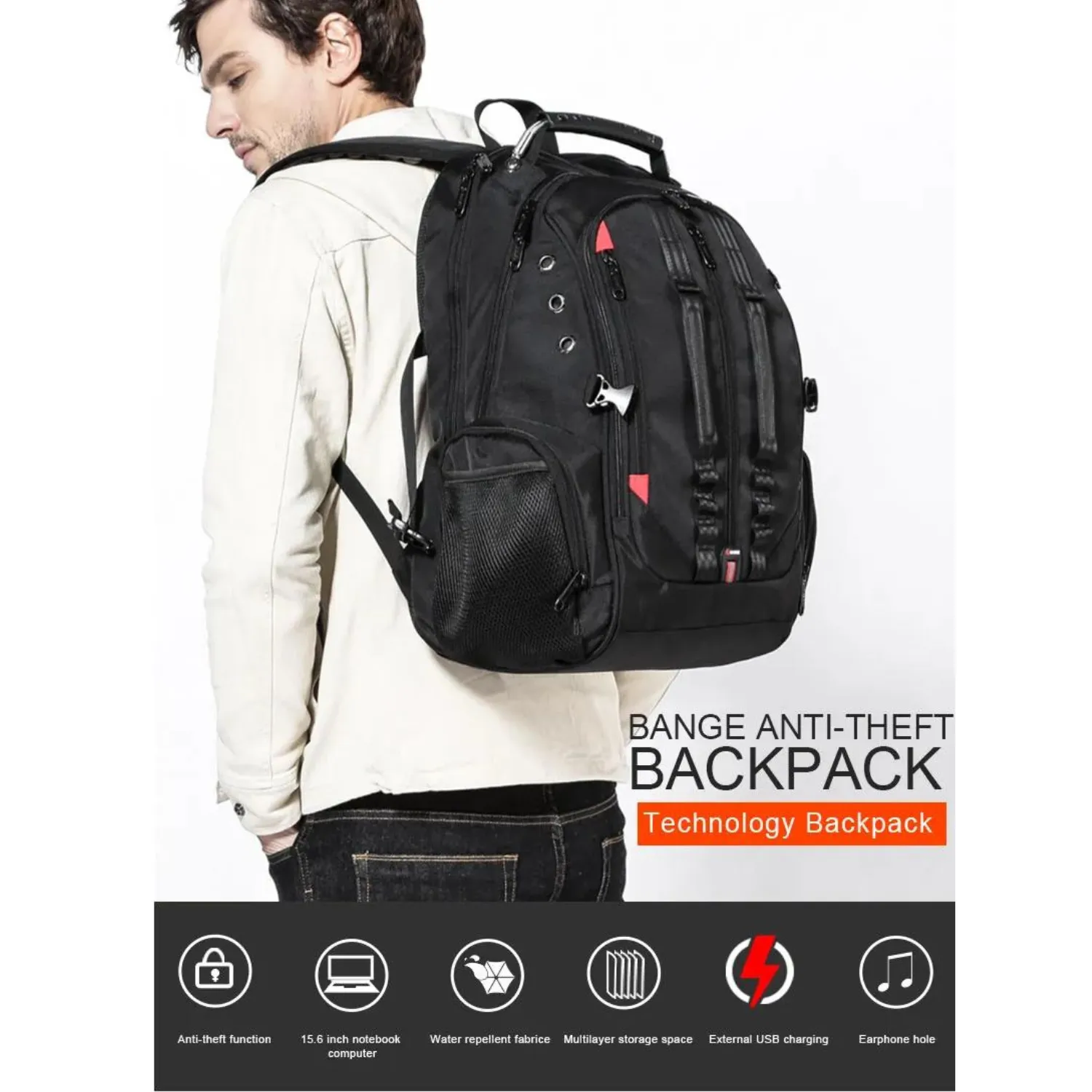 USB Charging Robust 45L Anti-Theft Travel Backpack
